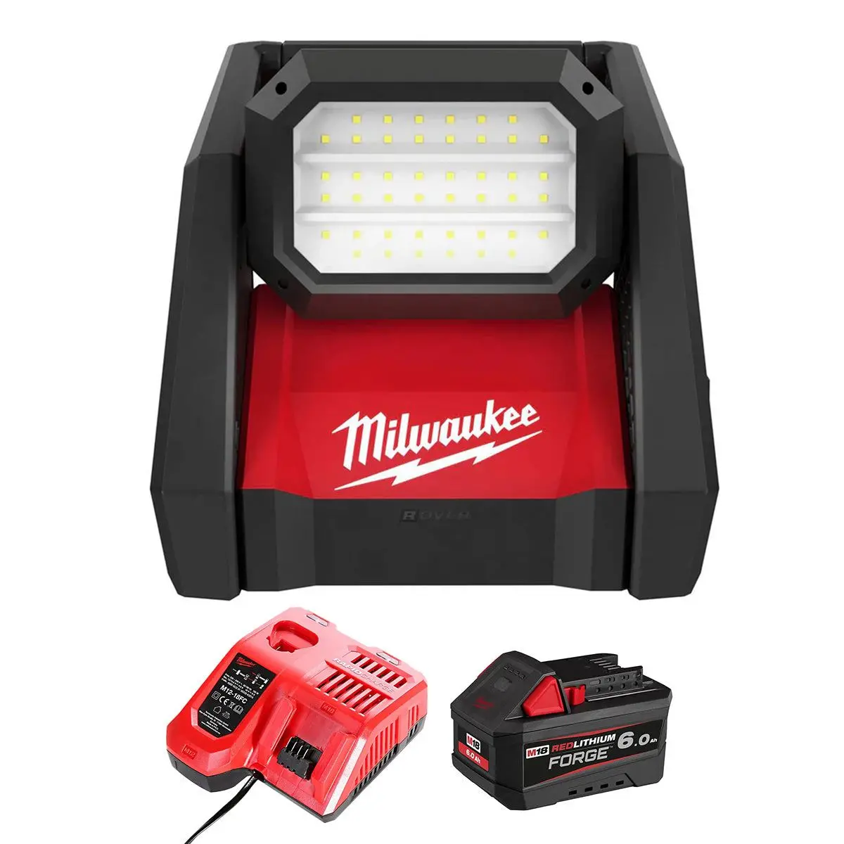 Milwaukee M18hoal-0 18V 110V High Output Area Light With 1 X 6.0Ah Battery & Charger 1