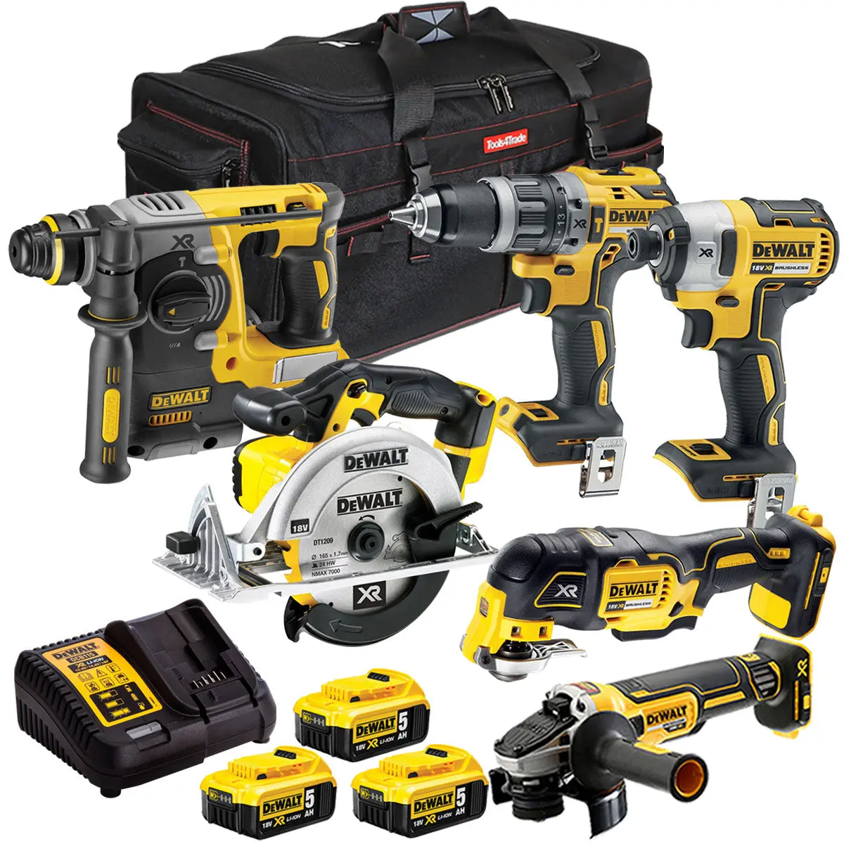 Dewalt 18V 6 Piece Power Tool Kit With 3 X 5.0Ah Battery & Charger T4tkit-1133 1