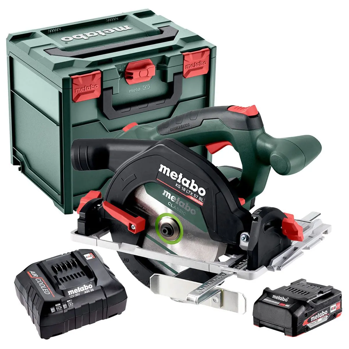 Metabo Ks 18 Ltx 57 Bl 18V Brushless 165Mm Circular Saw With 1 X 2.0Ah Battery Charger & Metabox 1
