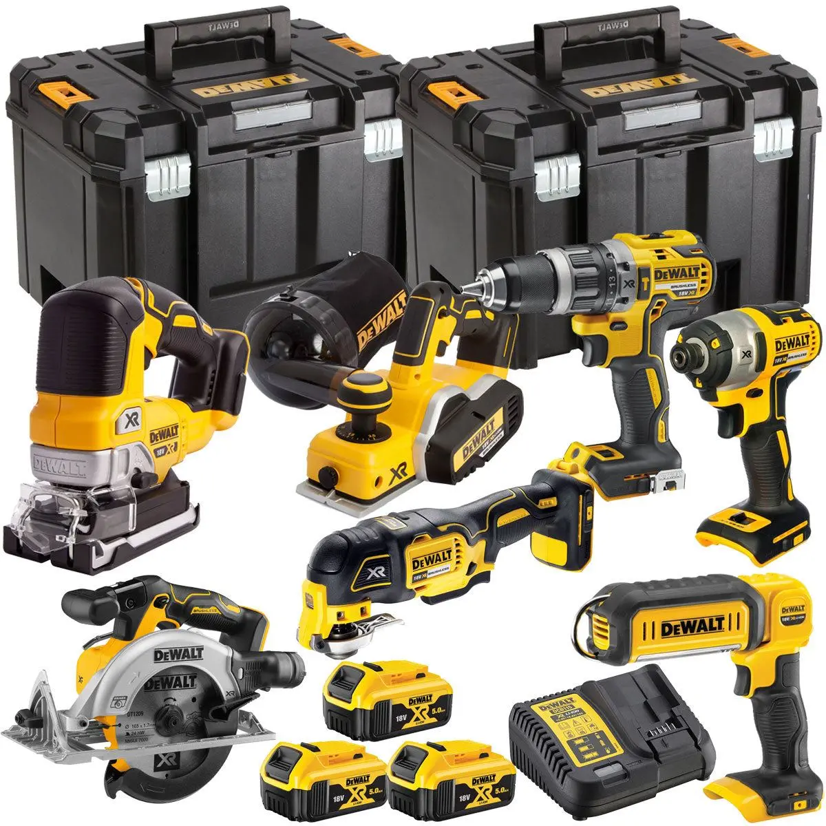Dewalt Dckt4t7b3 18V Brushless 7 Piece Kit With 3 X 5.0Ah Battery Charger & Tstak Tool Storage 1
