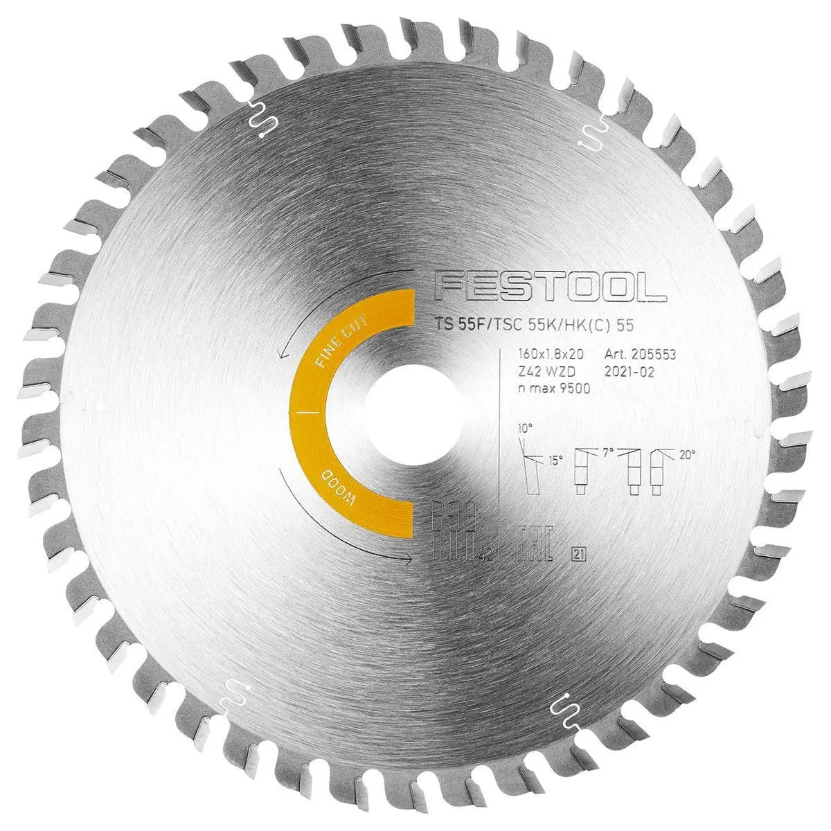 Festool 160Mm X 1.8Mm X 20Mm 42T Wood Fine Cut Saw Blade - 205553 1