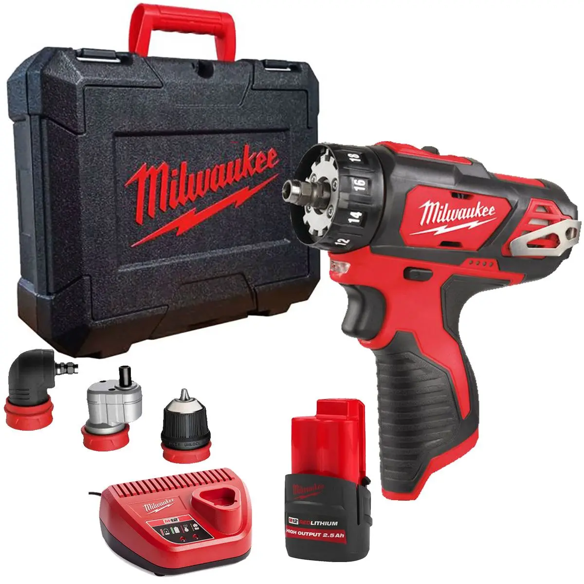 Milwaukee M12bddxkit-0X 12V Removable Drill Driver With 1 X 2.5Ah Battery Charger & Case 1