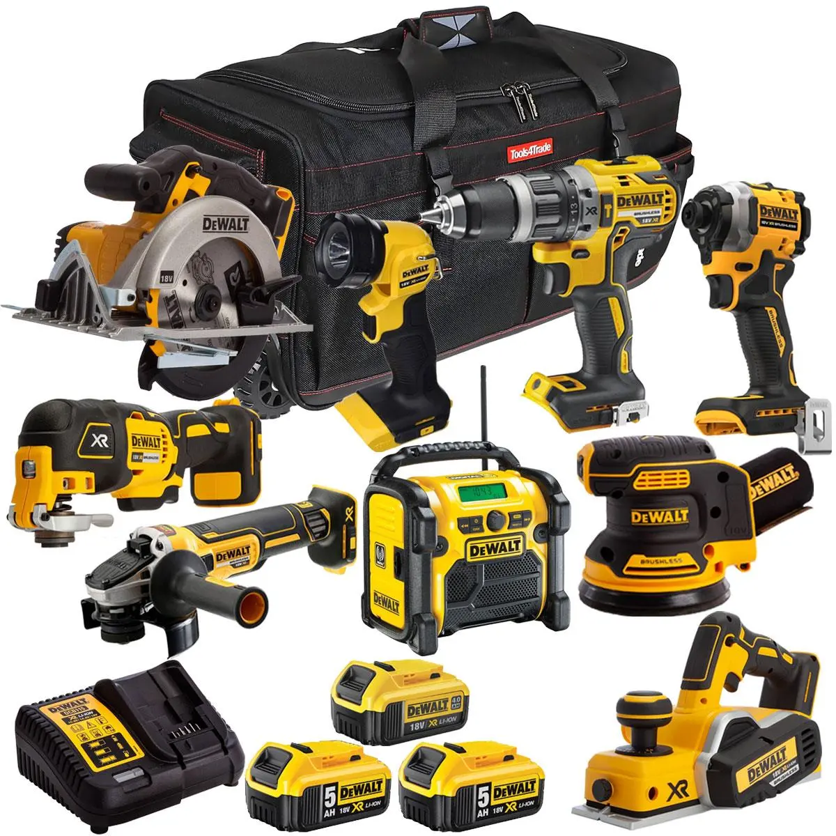 Dewalt 18V 9 Piece Combo Kit With 3 X Batteries & Charger T4tkit-1638 1
