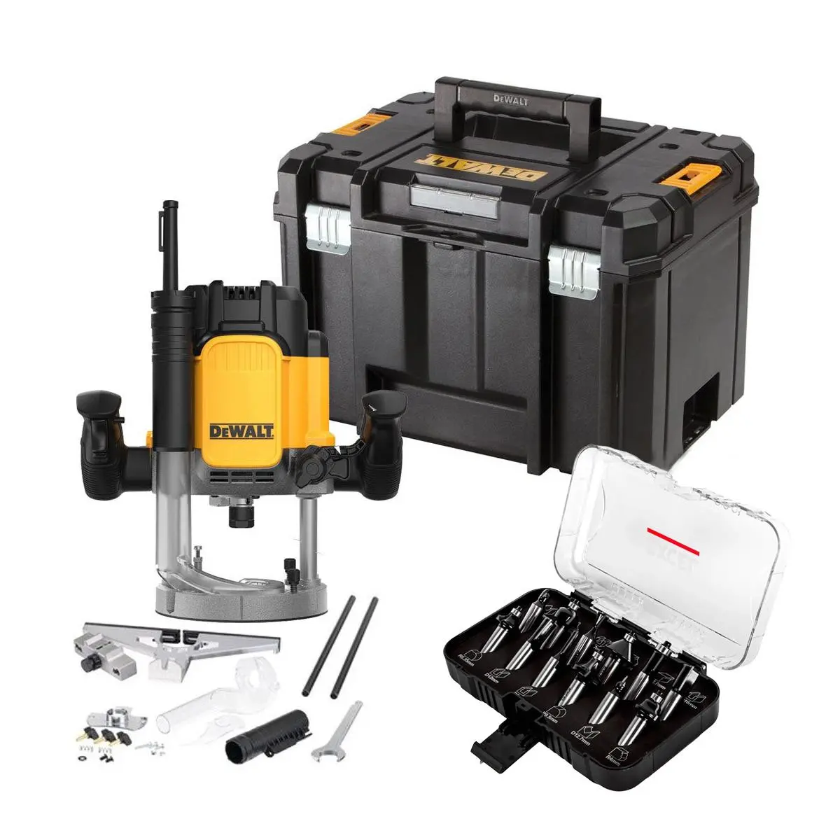 Dewalt Dwe625kt 1/2In Plunge Router 2300W 110V With 1/2" 12 Piece Cutter Set 1