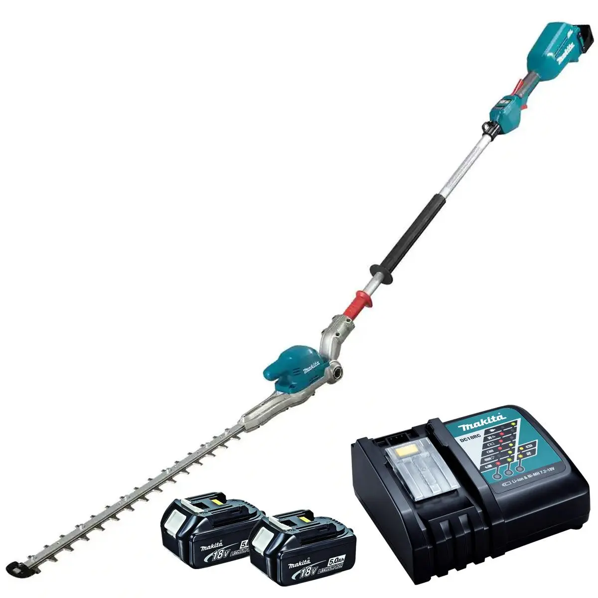 Makita Dun500wrte 18V Lxt Brushless 50Cm Pole Hedge Trimmer With 2 X 5.0Ah Batteries & Charger 1