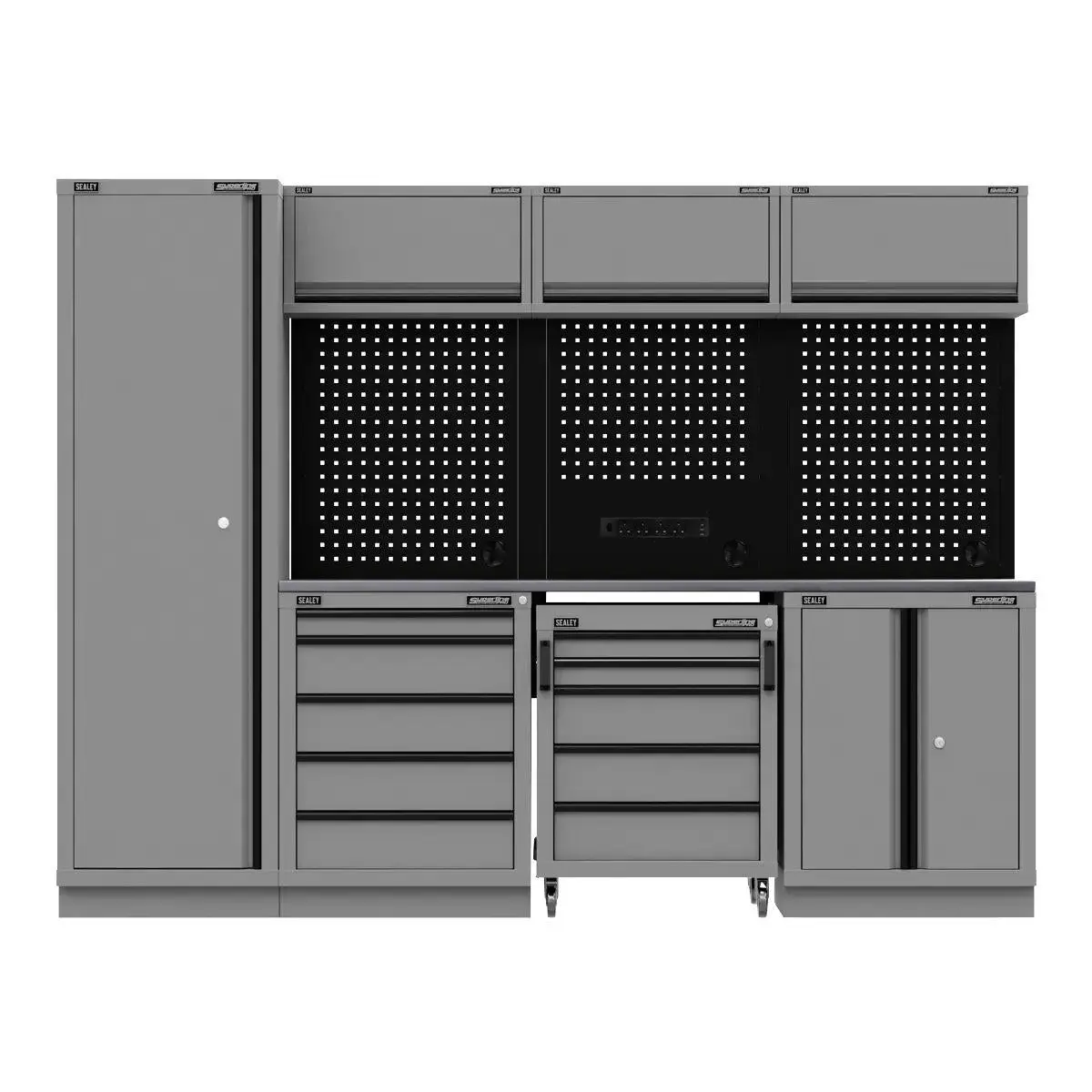 Sealey Apmsbestack02ss Superline Pro Black Edition Storage System With Stainless Worktop 2.64M 1