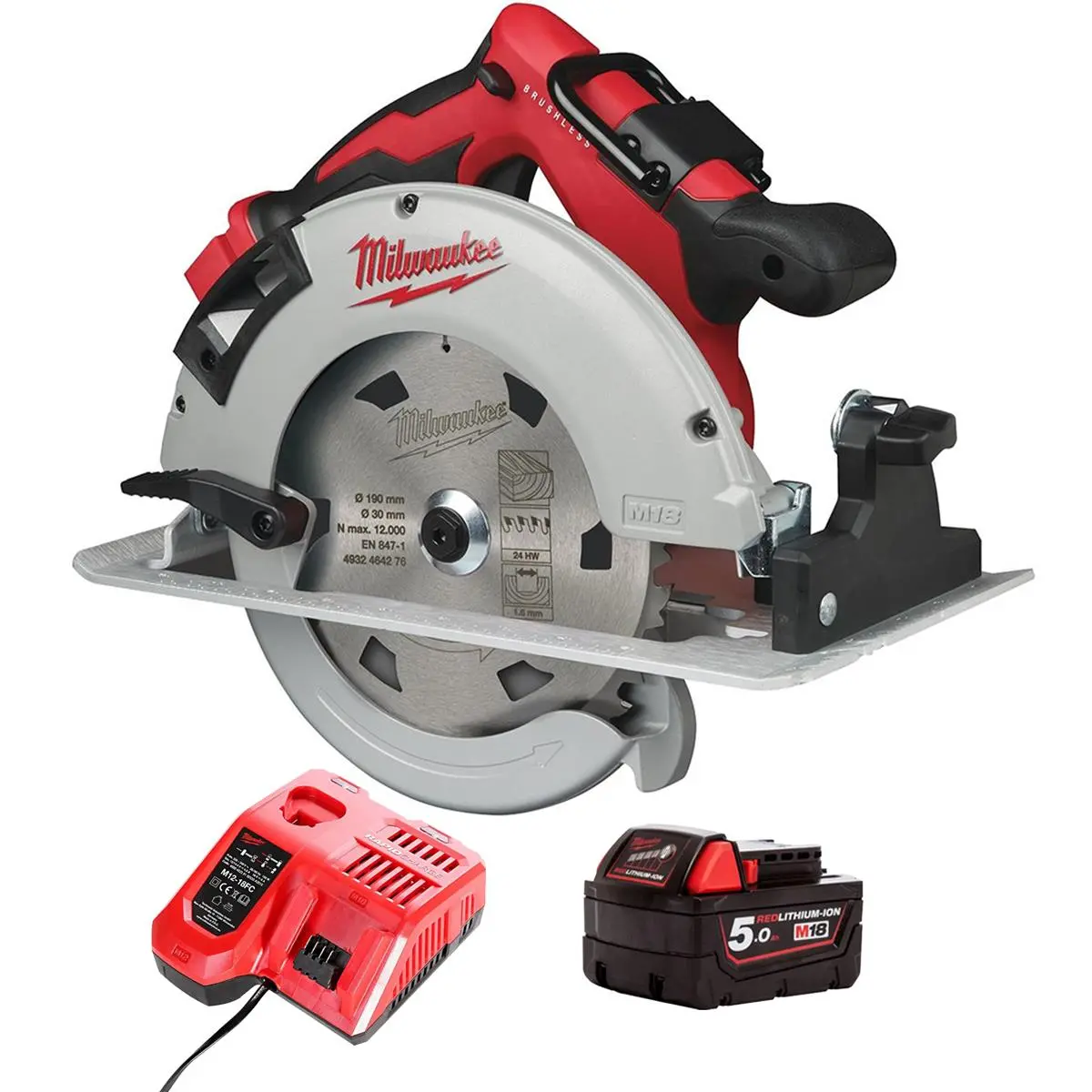 Milwaukee M18blcs66-0 18V Brushless 190Mm Circular Saw With 1 X 5.0Ah Battery & Charger 1