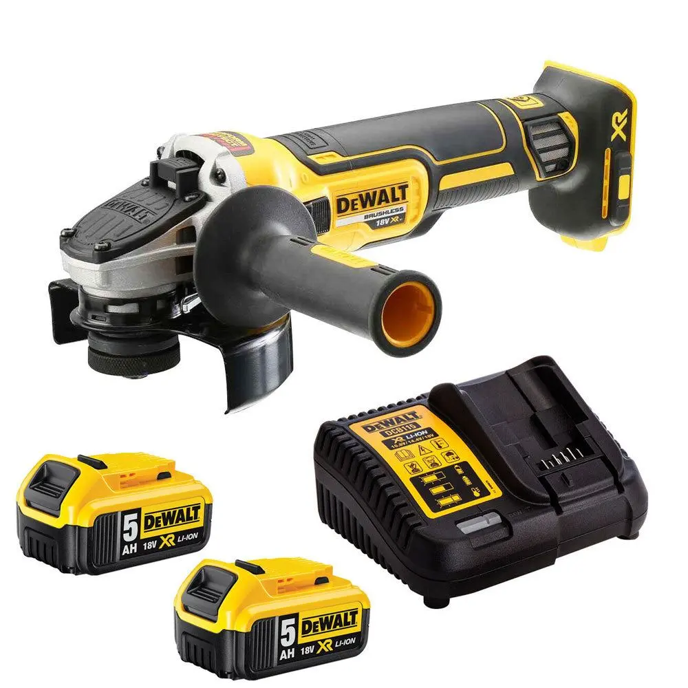 Dewalt Dcg405n 18V Brushless 125Mm Angle Grinder With 2 X 5.0Ah Batteries & Charger 1