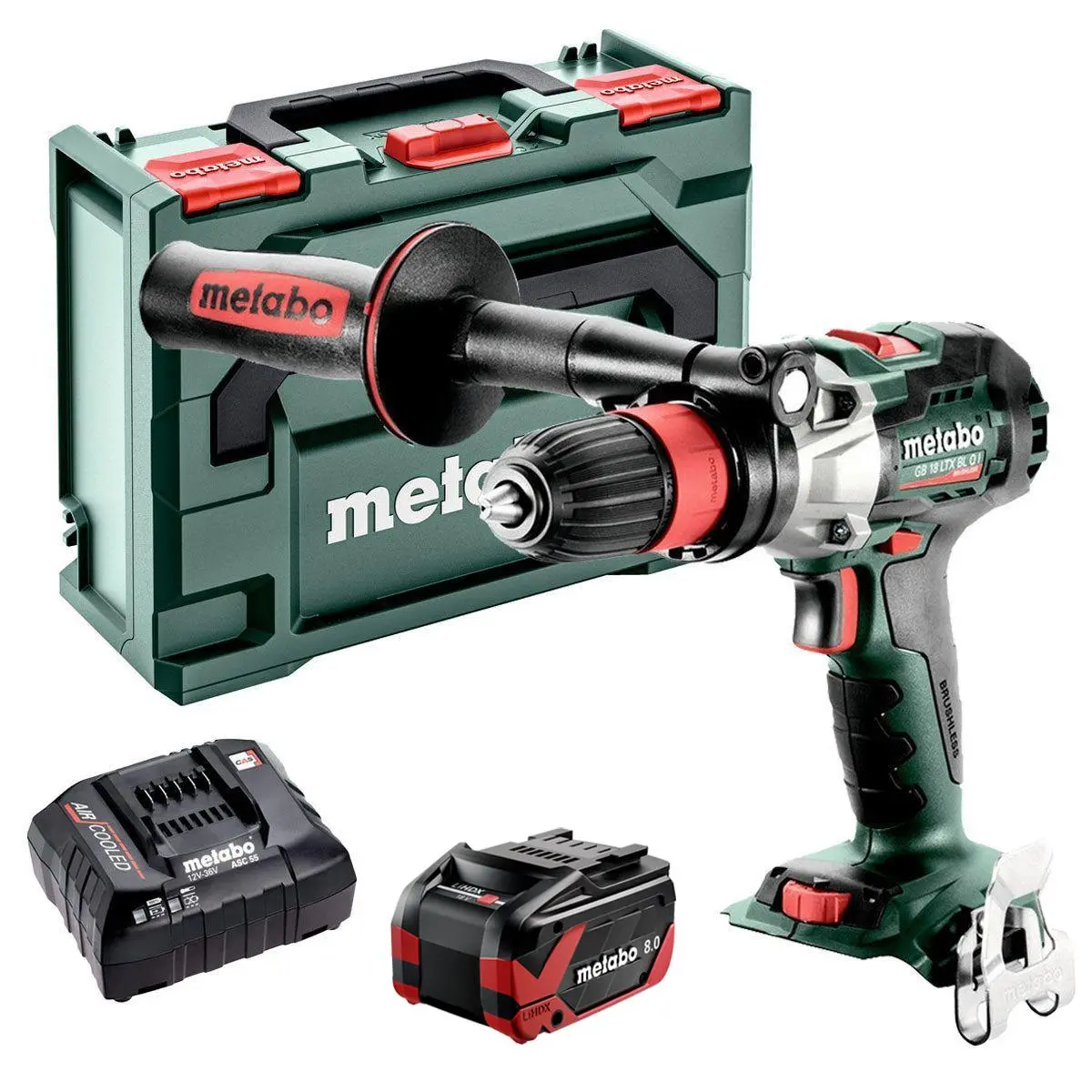 Metabo Gb 18 Ltx Bl Q I 18V Brushless Tapper Drill Driver With 1 X 8.0 Ah Battery Charger & Metabox 1