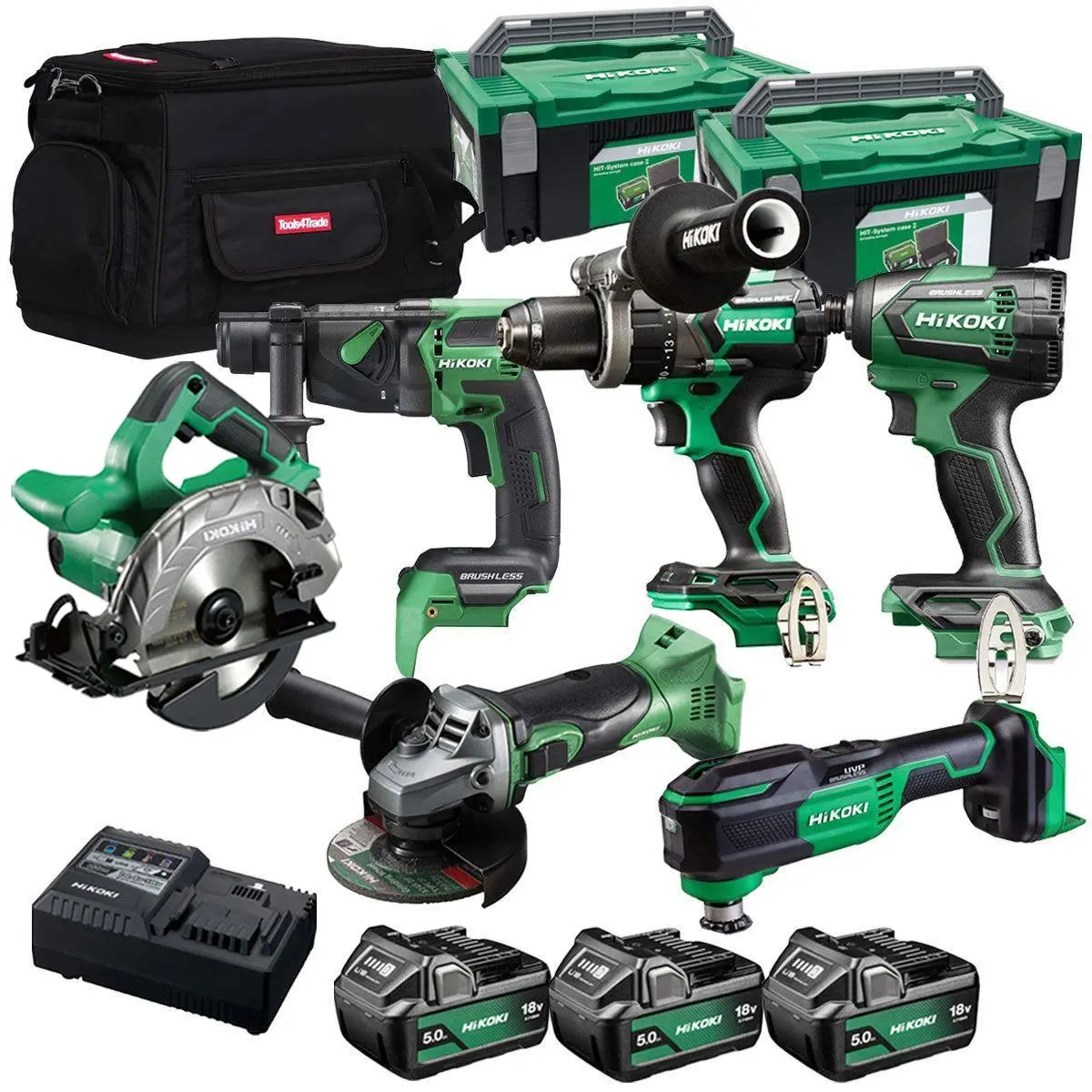 Hikoki 18V 6 Piece Power Tool Combo Kit With 3 X 5.0Ah Battery & Charger T4tkit-27304 1