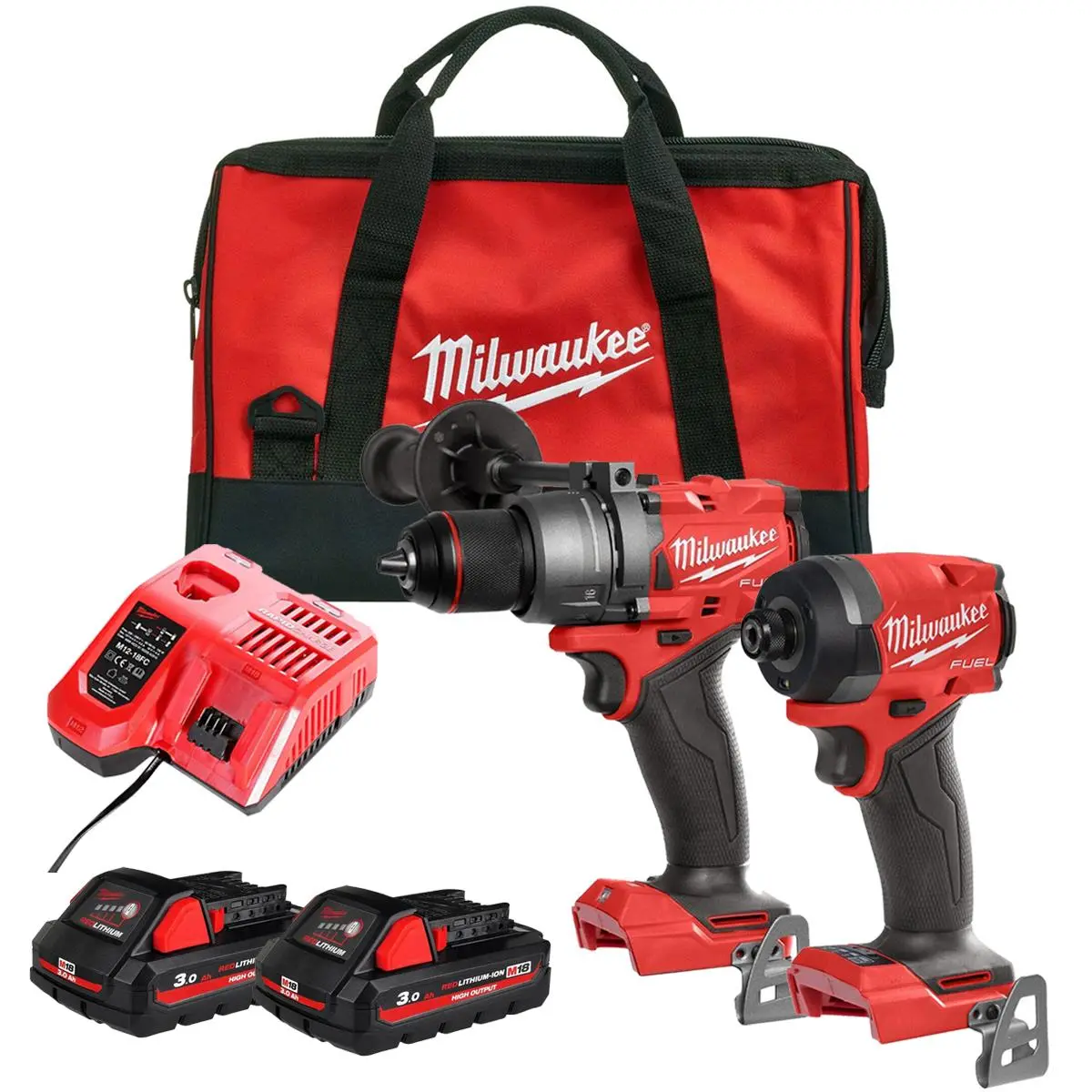 Milwaukee M18fpp2a8-502B M18 Fuel 18V Brushless Twin Kit With 2 X 3.0Ah Battery, Charger & Bag 1