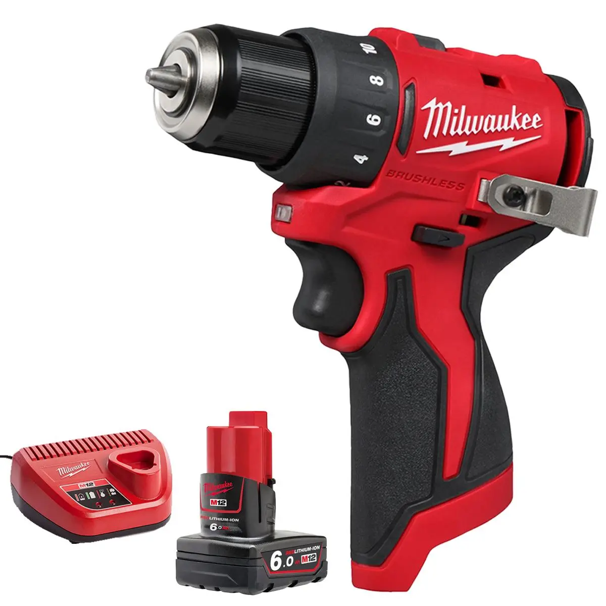 Milwaukee M12blddrc-0 12V Brushless Drill Driver With 1 X 6.0Ah Battery & Charger 1