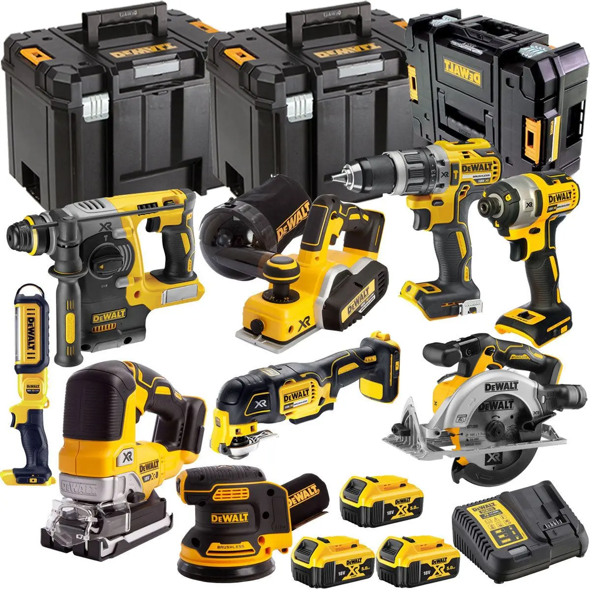 Dewalt Dckt4t9b3 18V Brushless 9 Piece Kit With 3 X 5.0Ah Battery Charger & Tstak Tool Storage 1