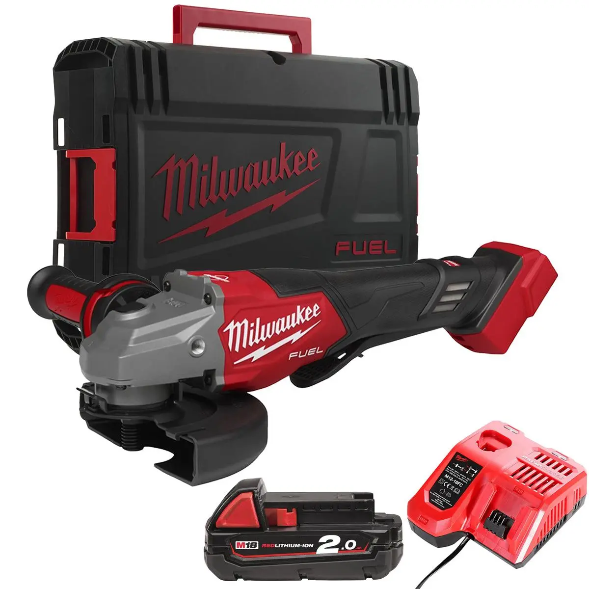 Milwaukee M18fhsag125xpdb2-0X 18V 125Mm Angle Grinder With 1 X 2.0Ah Battery Charger & Case 1