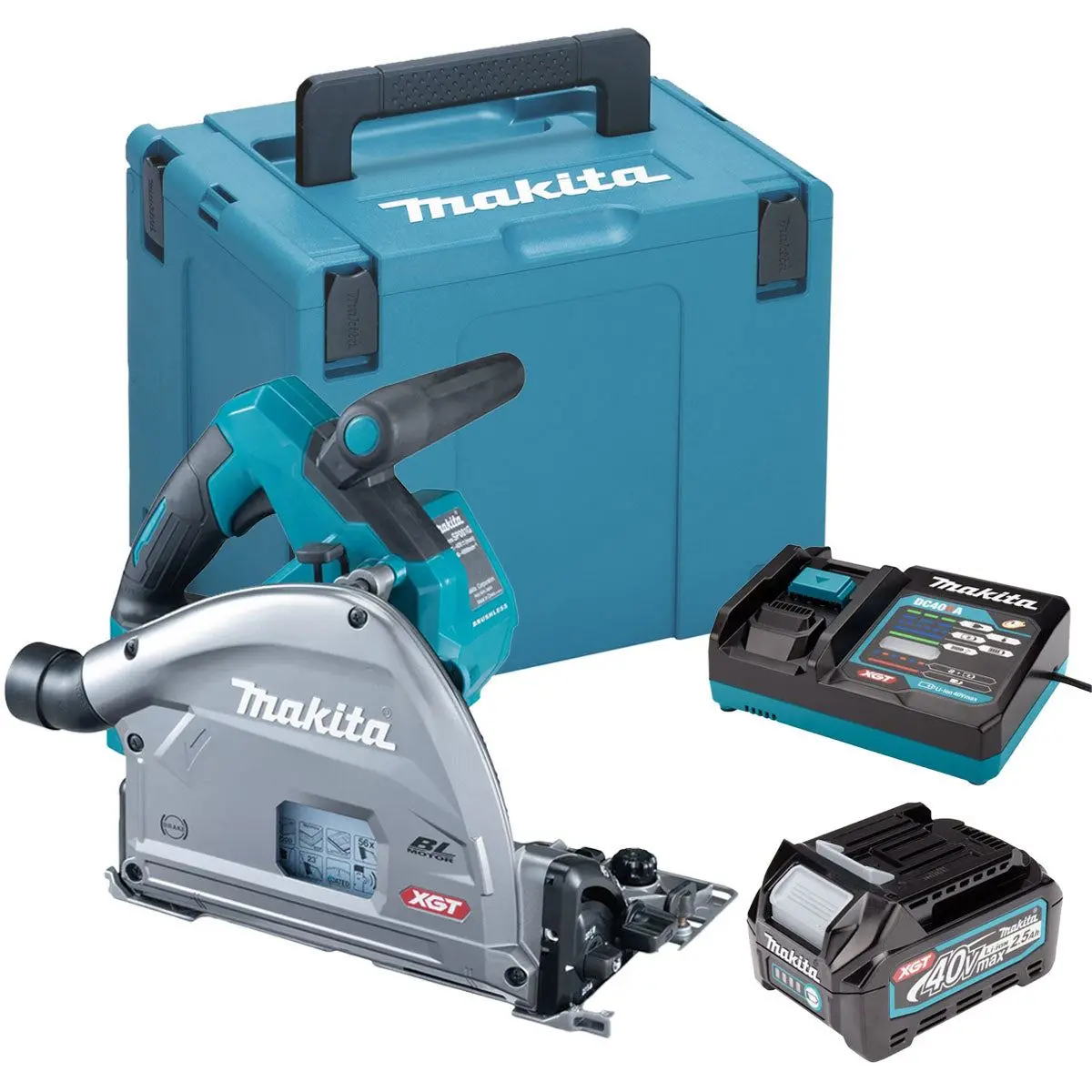 Makita Sp001gz03 40Vmax Xgt Brushless Plunge Saw With 1 X 2.5Ah Battery Charger & Case 1