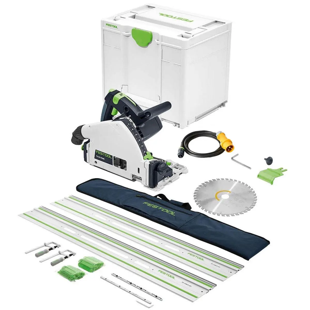 Festool Ts 55 Feq-Plus 110V Gb 160Mm Circular Plunge-Cut Saw - 576707 With Guide Rail Kit Set 577932 1