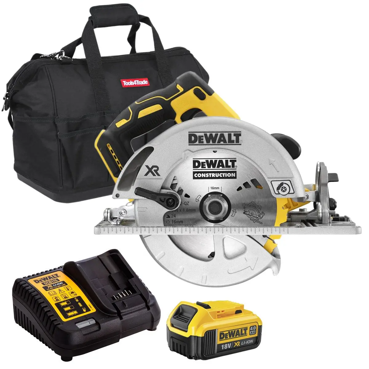 Dewalt Dcs572n 18V Brushless 184Mm Circular Saw With 1 X 4.0Ah Battery Charger & Bag 1