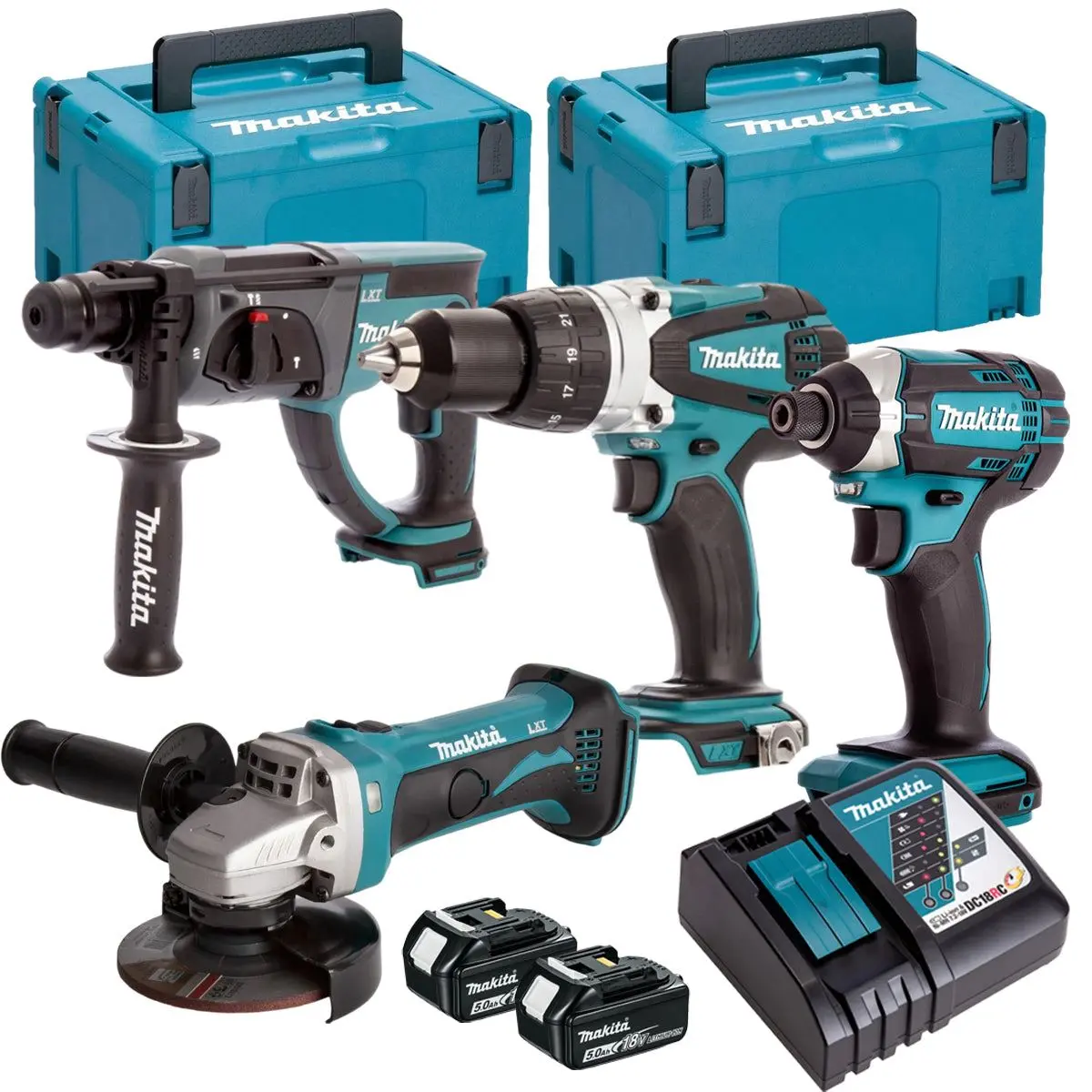 Makita 18V 4 Piece Power Tool Kit With 2 X 5.0Ah Battery & Charger T4tkit-16456 1