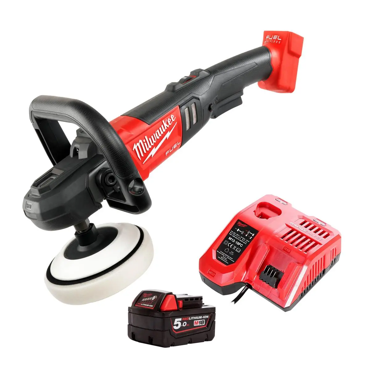 Milwaukee M18fap180-0 18V 180Mm Fuel Brushless Polisher With 1 X 5.0Ah Battery & Charger 1