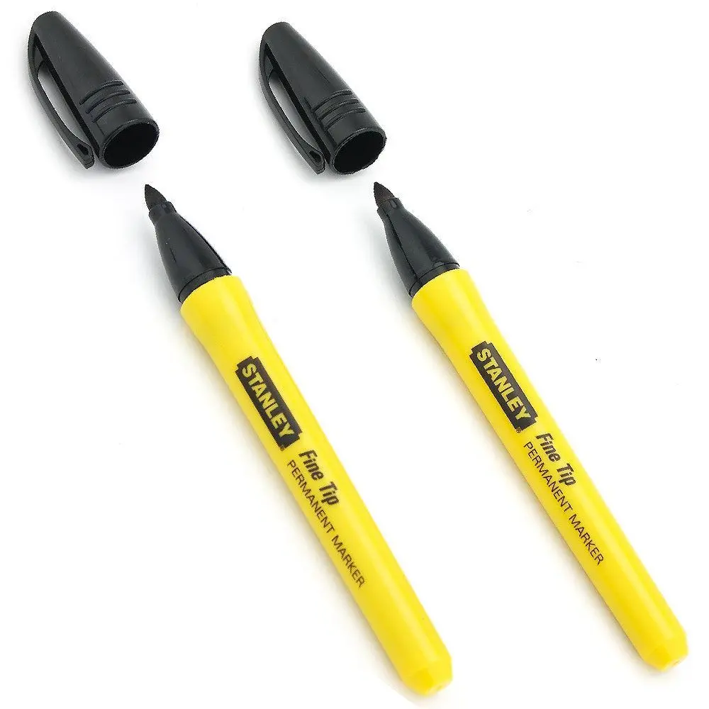 Stanley 0-47-316 Black Fine Tip Permanent Markers Pack Of 2 Sta047316 1