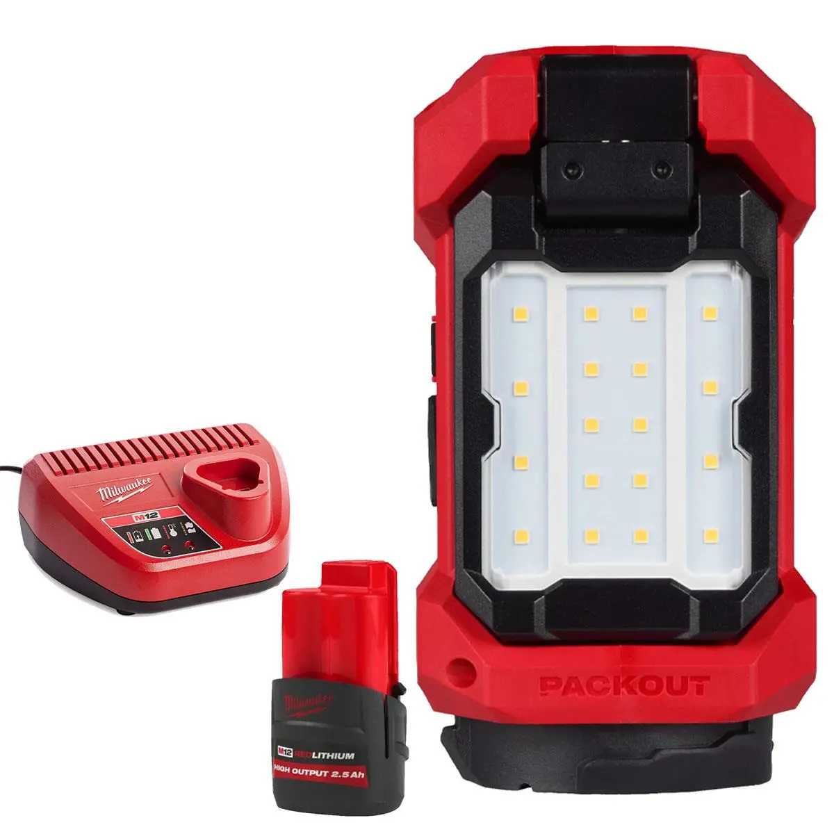 Milwaukee M12alip-0 12V Single Cleat Packout Task Light With 1 X 2.5Ah Battery & Charger 1