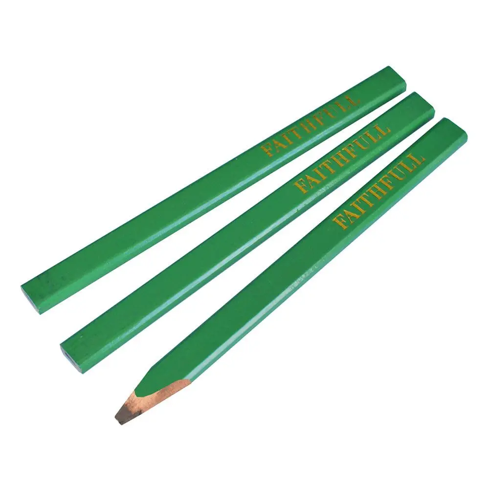Faithfull Carpenters Pencils Green / Hard Faicpg Pack Of 3 1