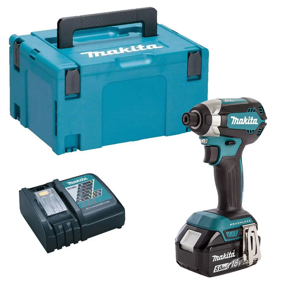 Makita Dtd153z 18V Brushless Impact Driver With 1 X 5.0Ah Battery Charger & Type 3 Case 1