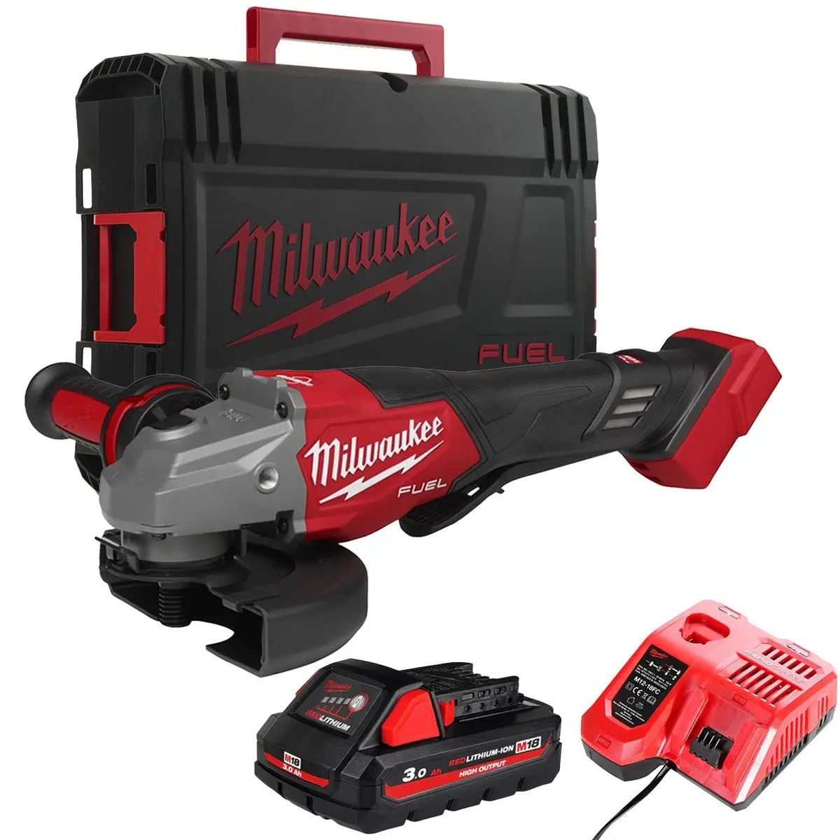 Milwaukee M18fhsag125xpdb2-0X 18V 125Mm Angle Grinder With 1 X 3.0Ah Battery Charger & Case 1