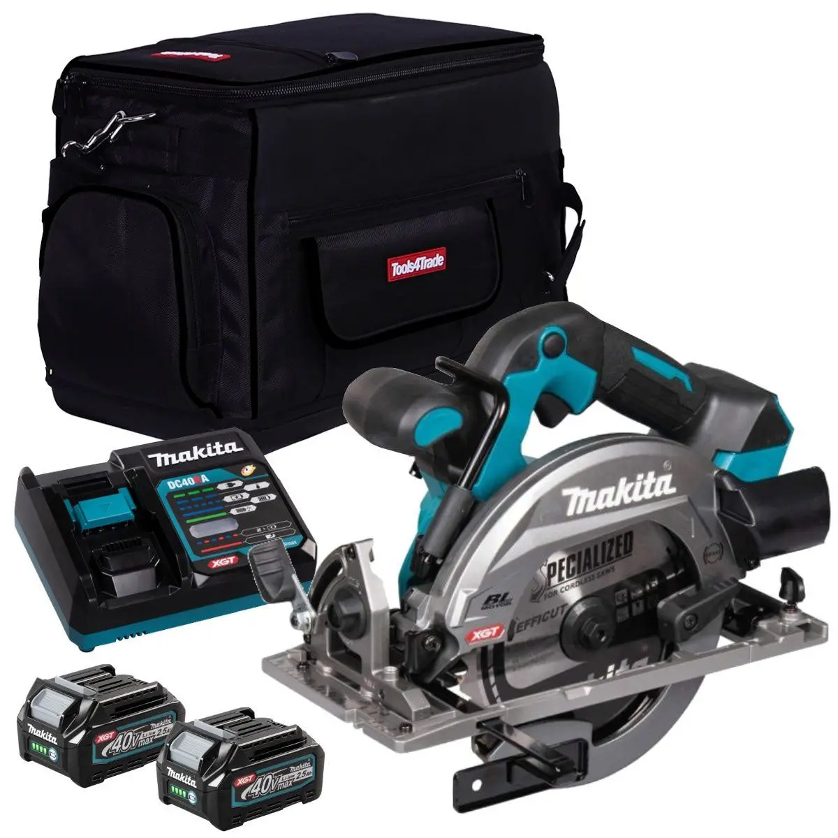 Makita Hs012gz 40V Brushless 165Mm Circular Saw With 2 X 2.5Ah Battery, Charger & Bag 1