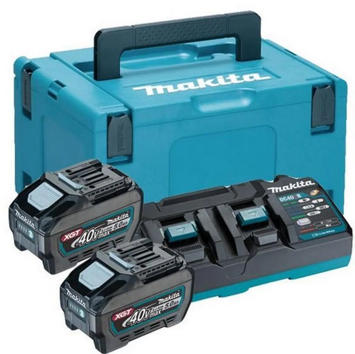 Makita 191U20-2 40Vmax Xgt Power Source Kit 240V With 2 X 5.0Ah Bl4050f Batteries, Charger & Case 1