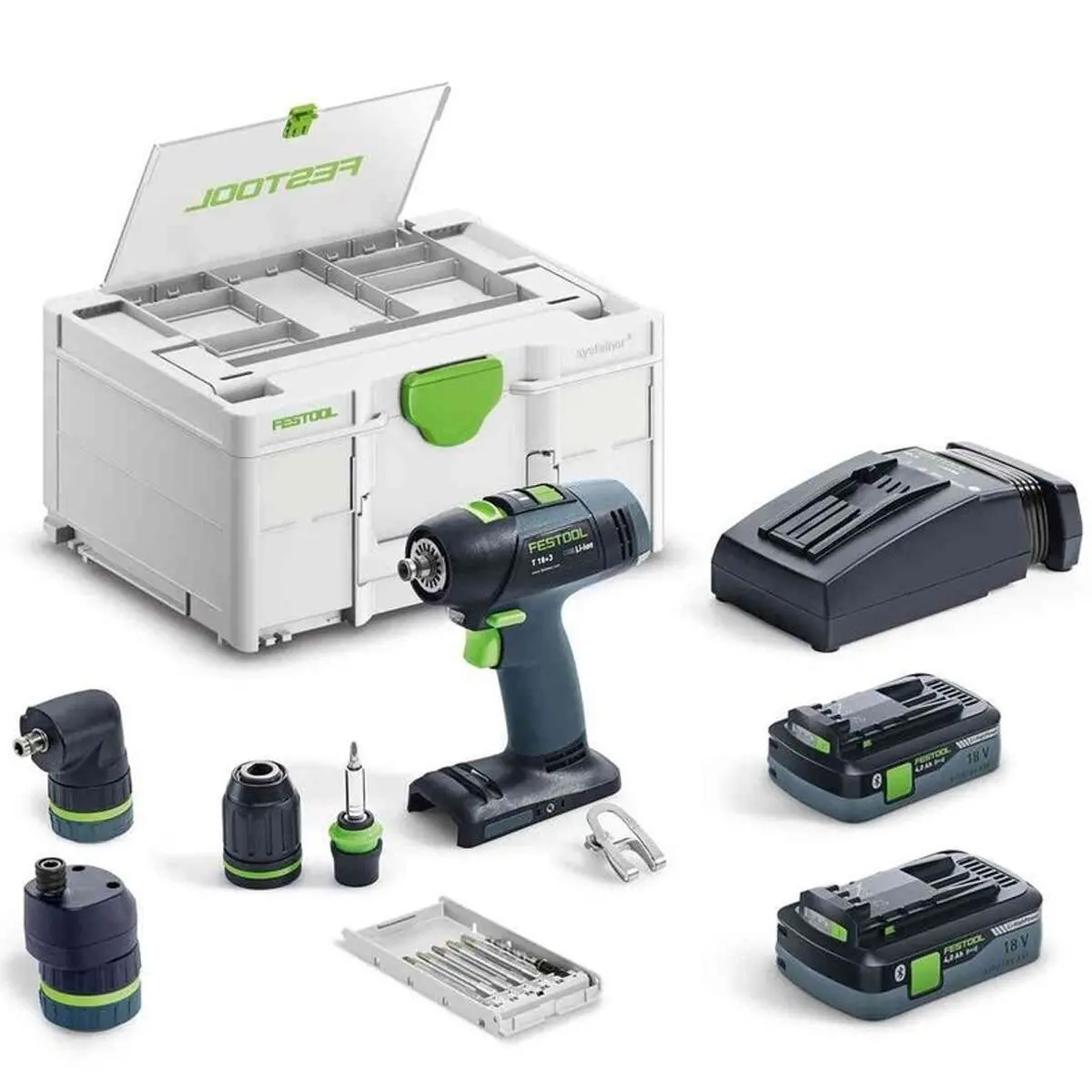 Festool T 18+3 Hpc 4.0 I-Set Gb 18V Brushless Drill Driver With 2 X 4.0Ah Batteries, Charger In Case - 577610 1