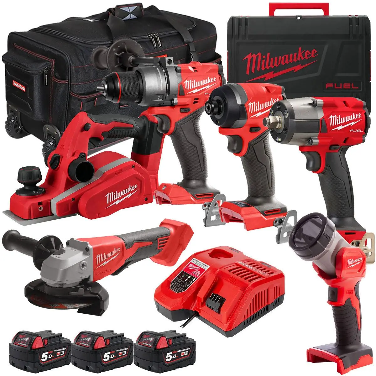 Milwaukee 18V 6 Piece Power Tool Kit With 3 X 5.0Ah Batteries T4tkitm-112 1