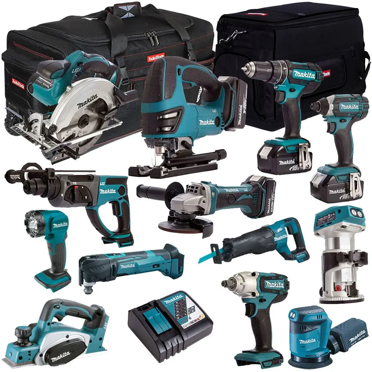 Makita 18V 13 Piece Cordless Kit With 3 X 5.0Ah Battery & Charger T4tkit-254 1