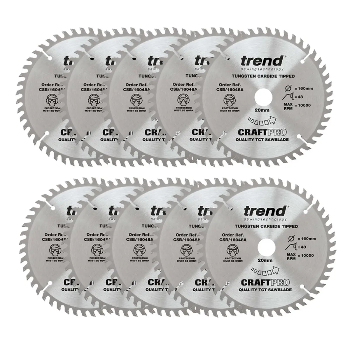 Trend Csb/16048A/10 Wood Circular Saw Blade 160Mm X 20Mm X 48T Pack Of 10 1