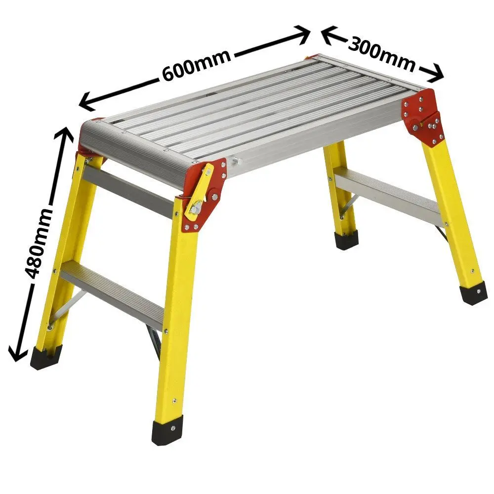 Excel Heavy Duty Fiberglass 6 Tread Ladder With Folding Hop Up 2