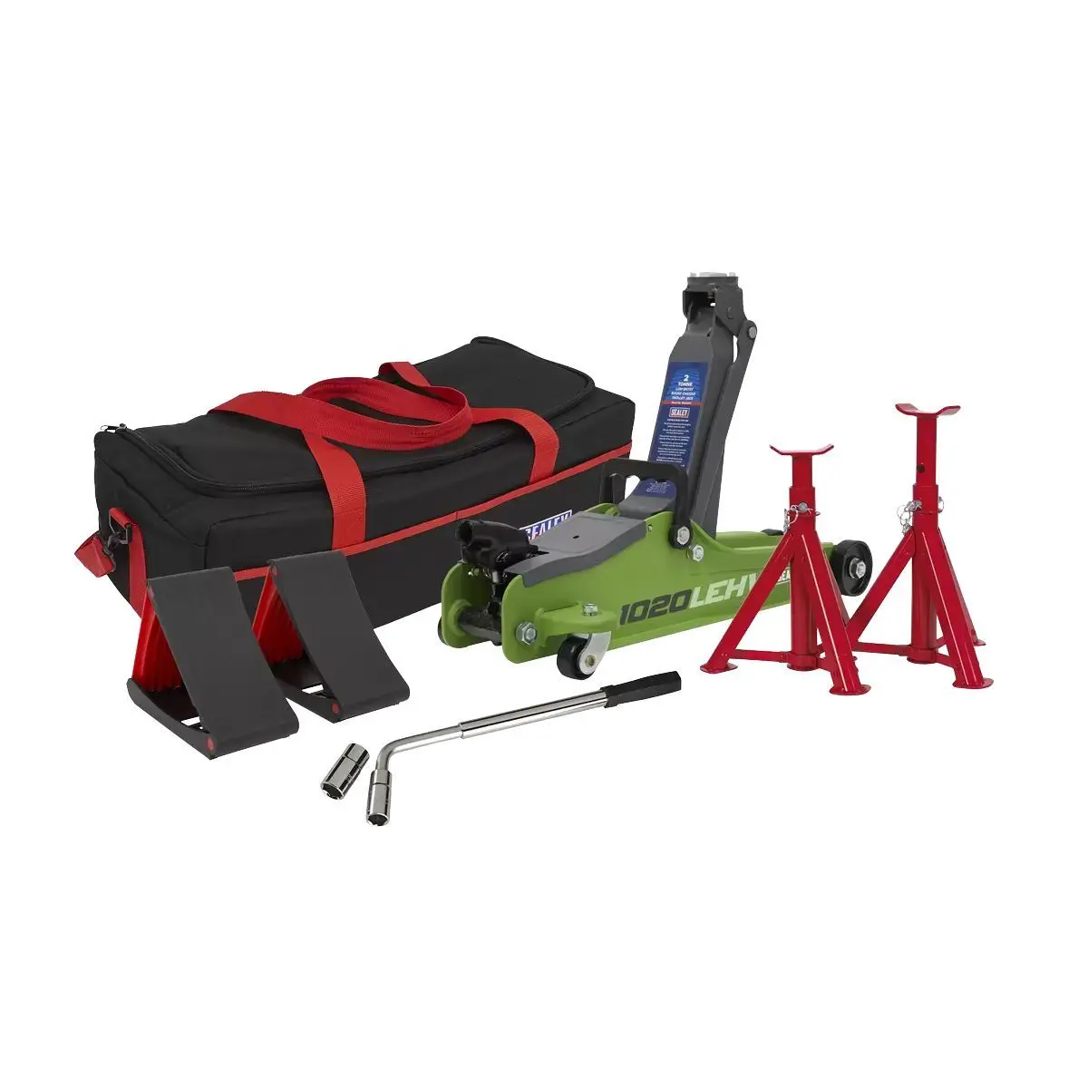 Sealey 1020Lehvbagcombo 2Tonne Low Entry Short Chassis Trolley Jack Green 1