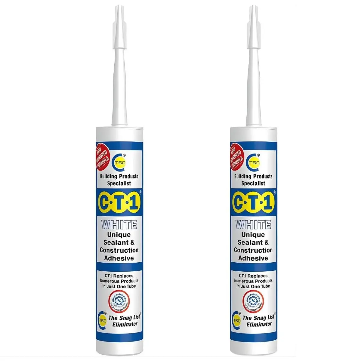 C-Tec Ct1 290Ml Unique Sealant & Construction Adhesive White Pack Of 2 1