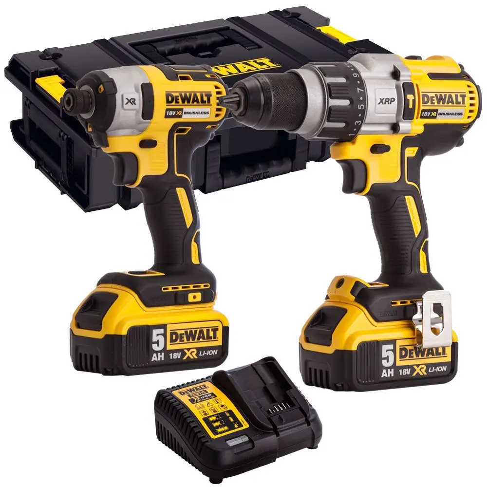 Dewalt Dck276p2 18V Brushless Twin Kit With 2 X 5.0Ah Battery Charger & Toughsystem Box 1