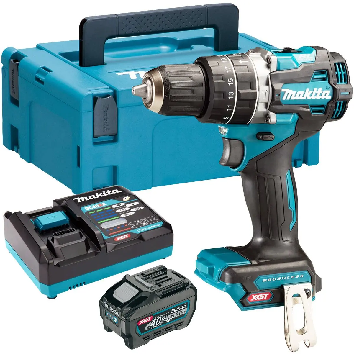 Makita Hp002gz01 40V Max Xgt Brushless Combi Drill With 1 X 5.0Ah Battery & Charger 1