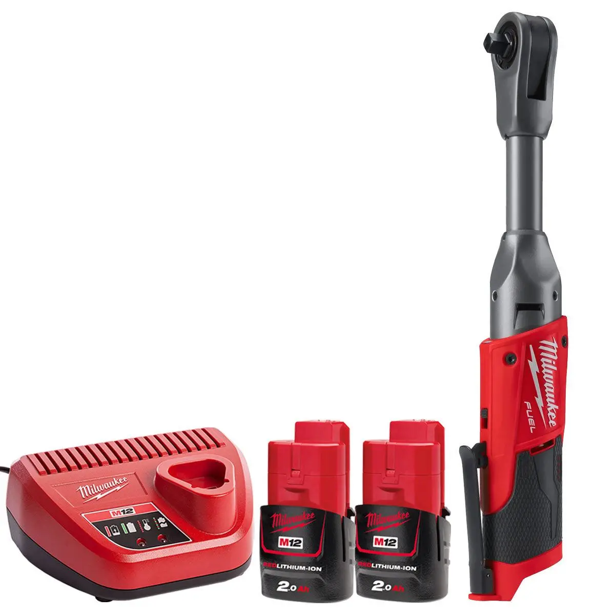 Milwaukee M12fir38lr-0 12V Fuel Brushless Long Reach 3/8In Ratchet With 2 X 2.0Ah Batteries & Charger 1