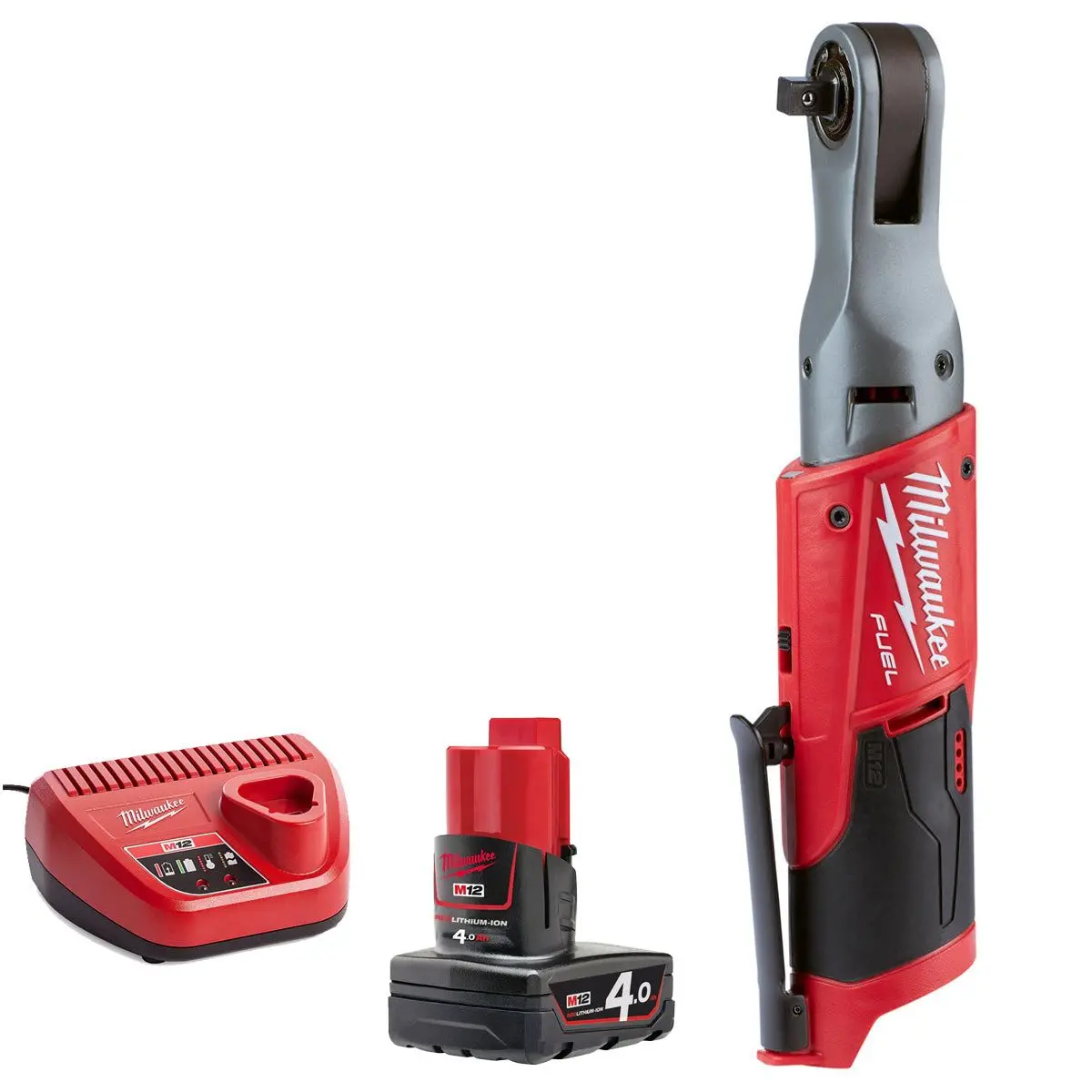 Milwaukee M12fir38-0 12V 3/8" Fuel Brushless Ratchet With 1 X 4.0Ah Battery & Charger 1