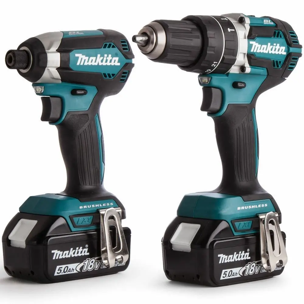 Makita Dlx2180tj 18V Lxt Brushless Combi Drill + Impact Driver Twin Kit With 2 X 5.0Ah Batteries, Charger In Case 2