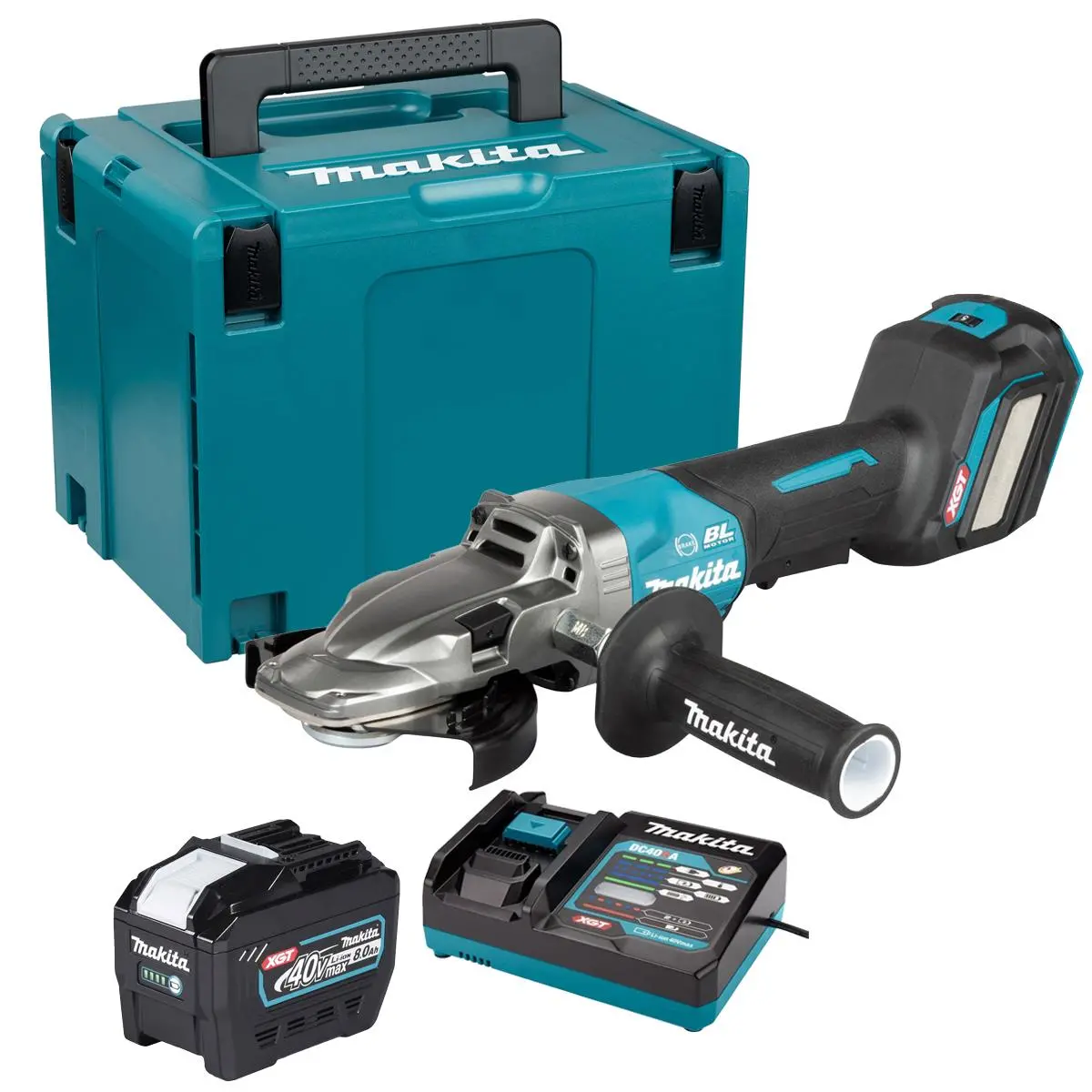 Makita Ga056gz01 40V Max Xgt Brushless Angle Grinder With 1 X 8.0Ah Battery Charger & Case 1