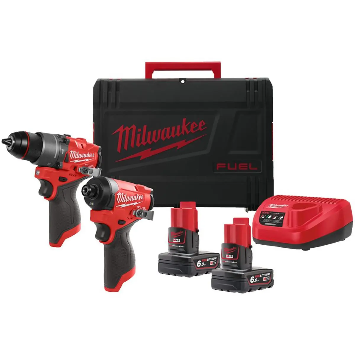 Milwaukee M12fpp2a2-602X 12V Fuel Brushless Combi Drill & Impact Driver With 2 X 6.0Ah Battery Charger & Case 4933480589 1