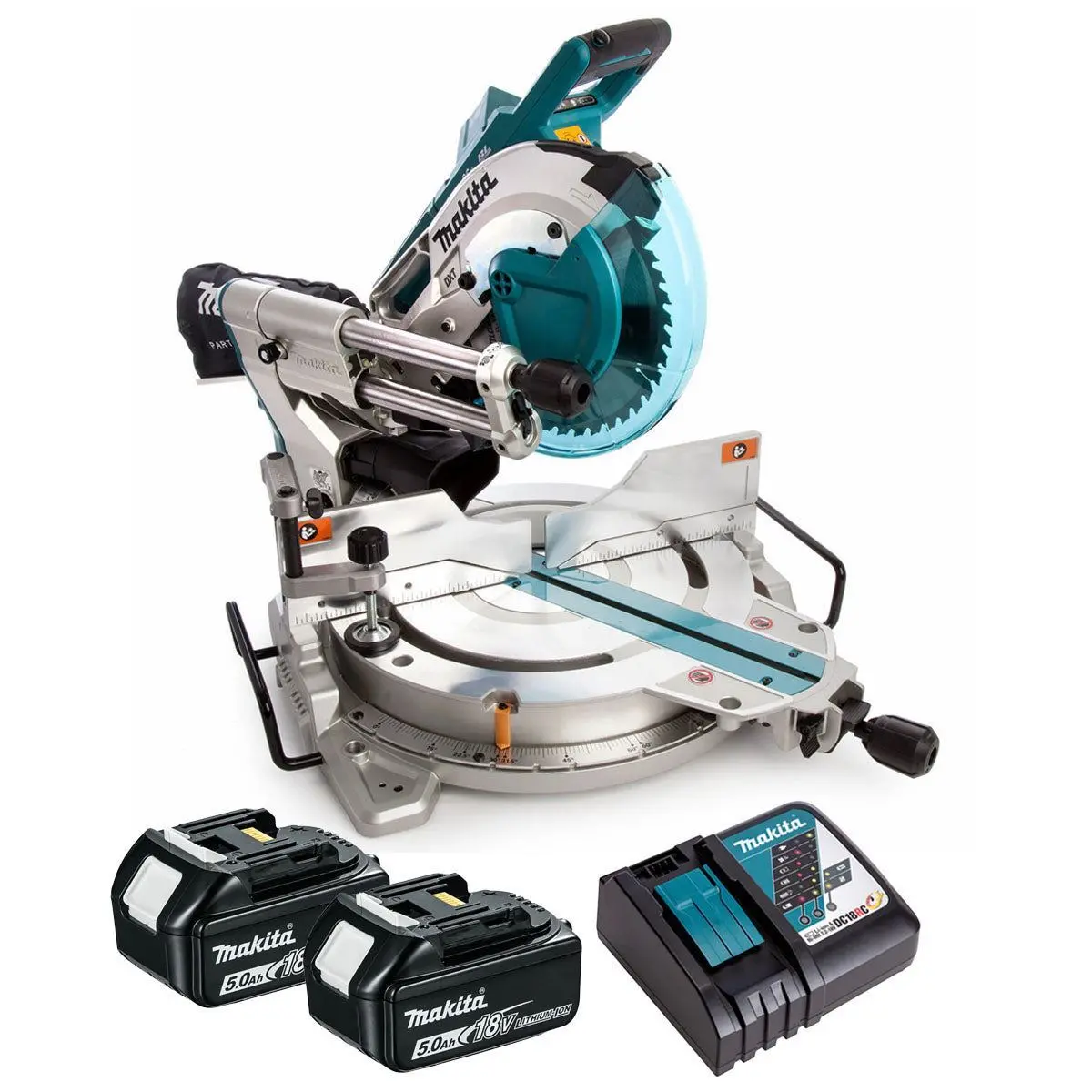 Makita Dls110z 36V Brushless 260Mm Slide Compound Mitre Saw With 2 X 5.0Ah Battery & Charger 1