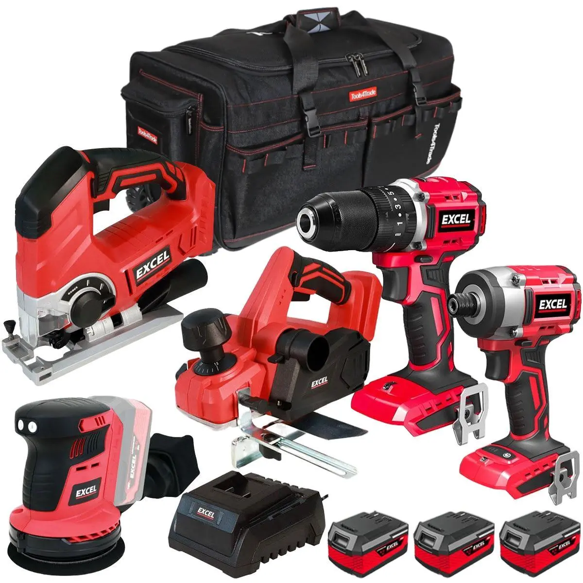 Excel 18V 5 Piece Power Tool Kit With 3 X 4.0Ah Batteries & Charger Exlkit-16285 1