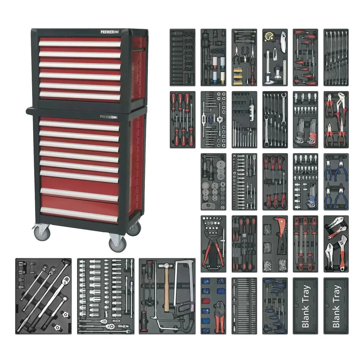 Sealey Apttc02 Top Chest 14 Drawer With Ball-Bearing Slides & 1233Pc Tool Kit 1