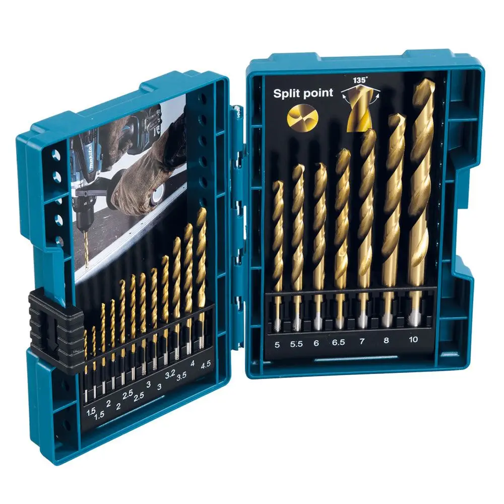 Makita D-67527 Hss Tin Metal Drill Bit Set Of 19 Piece 1