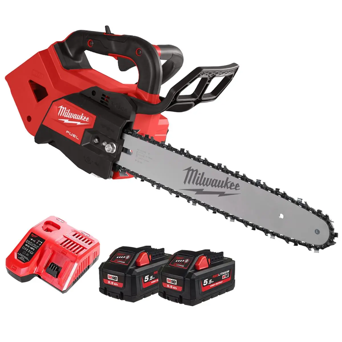 Milwaukee M18fthchs35-0 18V Fuel Brushless 35Cm Top Handle Chainsaw With 2 X 5.5Ah Battery & Charger 1