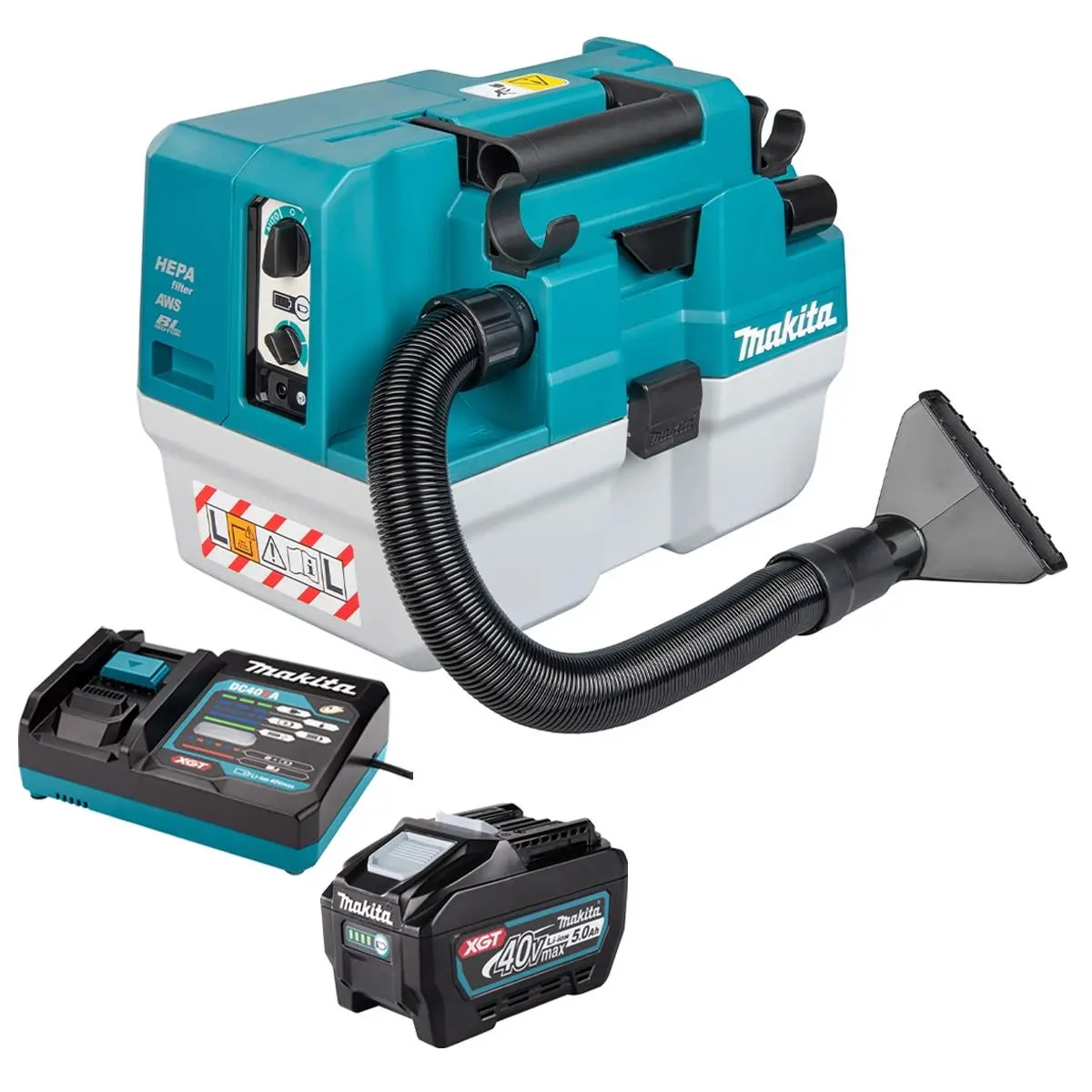 Makita Vc013glz03 40V Max Xgt Brushless Vacuum Cleaner With 1 X 5.0Ah Battery & Charger 1